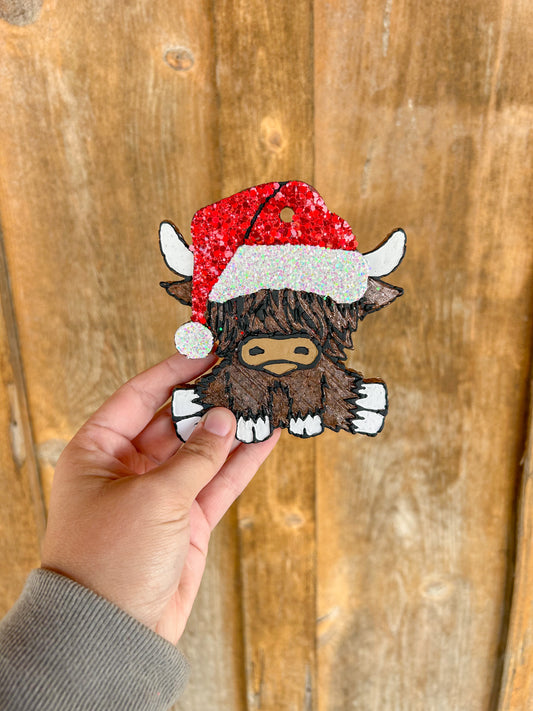 Christmas Highland Cow Car Freshie